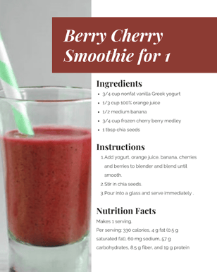Berry Cherry Smoothie for 1 
