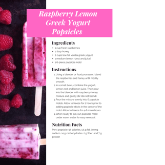 Raspberry Lemon Greek Yogurt Popsicles