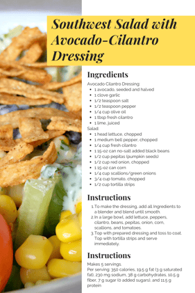 Southwest Salad with Avocado-Cilantro Dressing